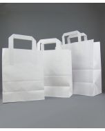 250 x Medium White Tape Handle Paper Carrier Bags