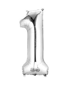 Large 34" Silver Foil Number Balloons