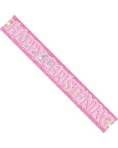 Happy Christening Prismatic Foil Banner