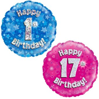 1st - 17th Birthday Foil Balloons